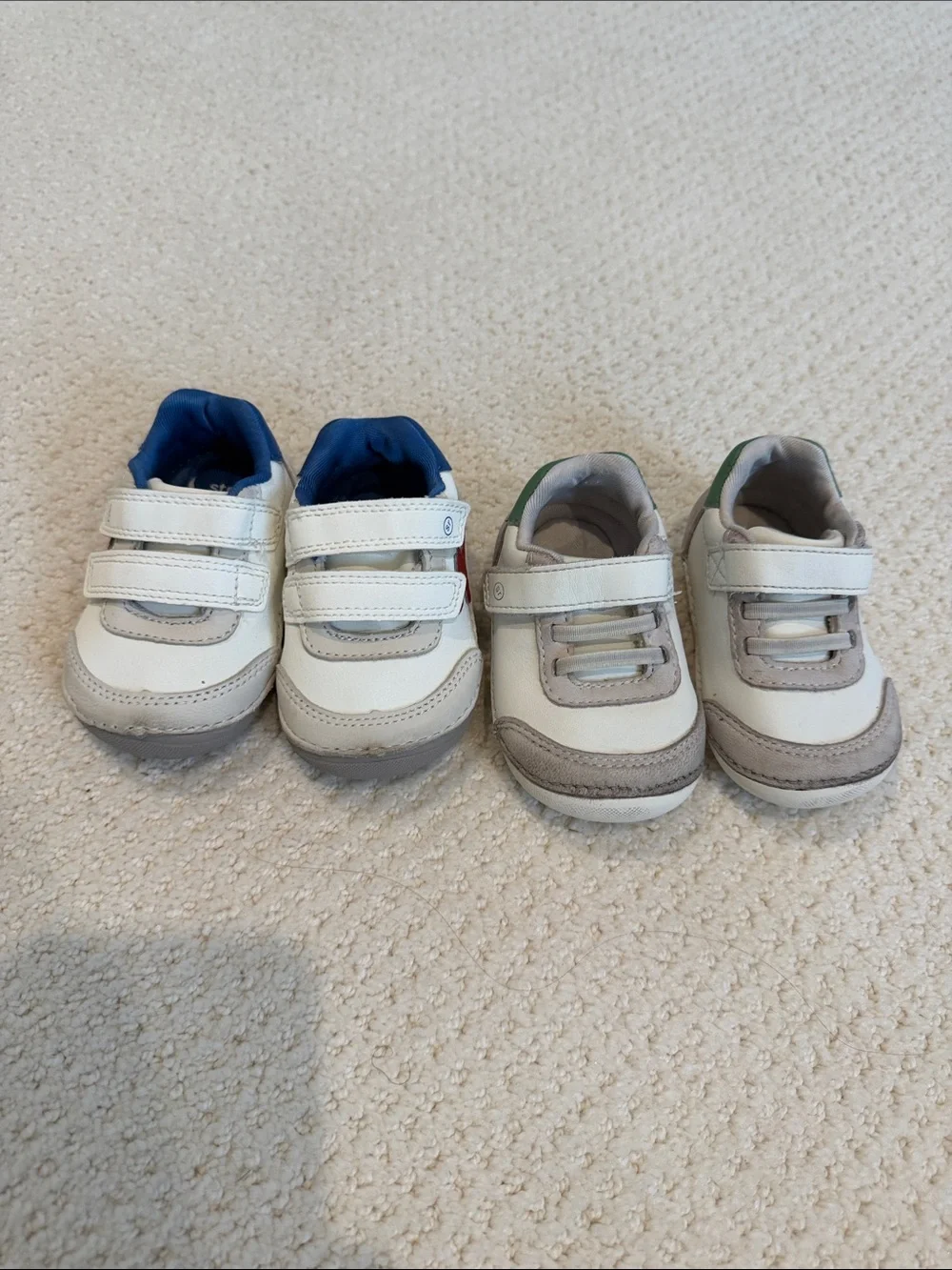 Stride Rite Kids White and Gray Velcro Walking Sneakers - Pair
